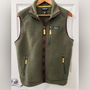Patagonia Men's Retro Pile Fleece Vest Sz M Olive Green
